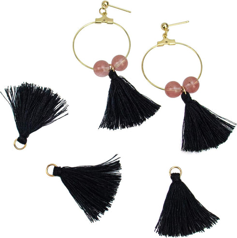 AUEAR, 100 Pieces Mini Black Tassel Charms Small Craft for Earring Jewelry Making Bookmark Keychain DIY Decoration Supplies...