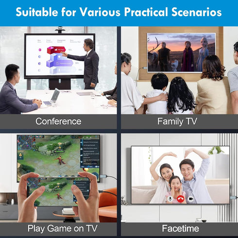 Lightning to HDMI Adapter • HDMI Cable for iPhone to TV • Compatible with iPhone14, 13, 12, 11 & YouTube to TV Output • with 1080P HD Display • Sy...