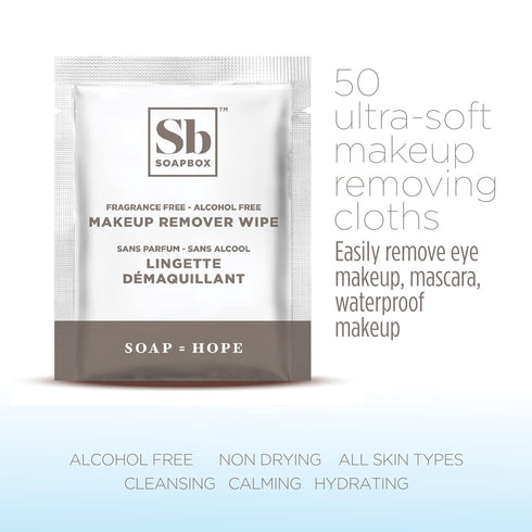 Soapbox Fragrance-Free Makeup Remover Wipes - Gentle Facial Cleansing Wipes for Eye Makeup, Dirt and Oil, Alcohol Free Makeup Remover Pads 50 Coun...