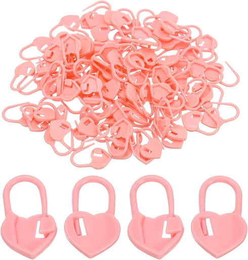PATIKIL Crochet Stitch Markers, 100 Pack Plastic Knitting Markers Needle Pin Heart Locking Stitch Marker for Sewing Crocheting DIY Craft, Pink...