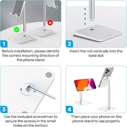 OMOTON Cell Phone Stand, Adjustable Angle Height Desk Phone Dock Holder for iPhone SE 16 Pro Max/Plus/XS/XR, Samsung Galaxy S20 / S10 / S9 / S8 an...