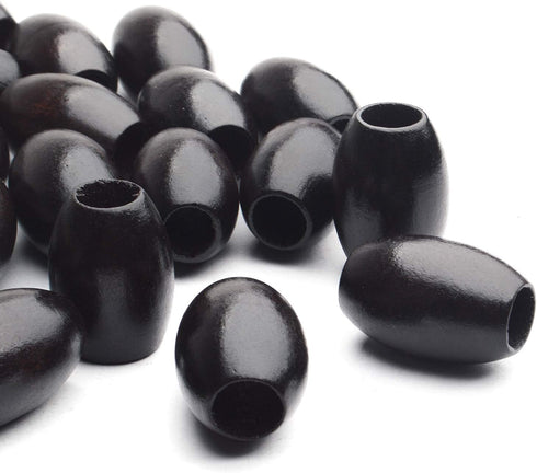 Large Hole Wooden Beads,30 Pcs Dark Brown Wooden Beads Loose Spacer Beads Oval Tube Beads for Making Necklace Bracelet and Other Stuffs...