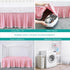 Pink Crib Skirt Pleated with White Lovely Pompoms, Bedding Dust Ruffle for Girls, 14" Drop, Fit All Standard Crib Bed, Fade Resistant Crib Bed Ski...
