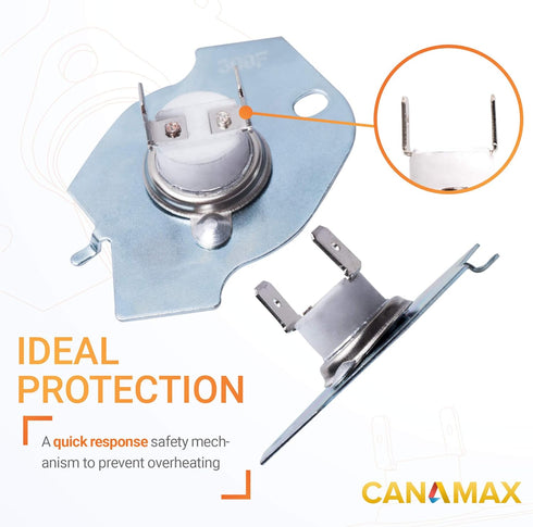 Canamax Complete 3977393 Thermal Cut-Off Switch 3977767 High-Limit Thermostat 3392519 Thermal Fuse 3387134 Cycling Thermostat Dryer Kit Premium Replacement - Fit for Whirlpool Kenmore Models