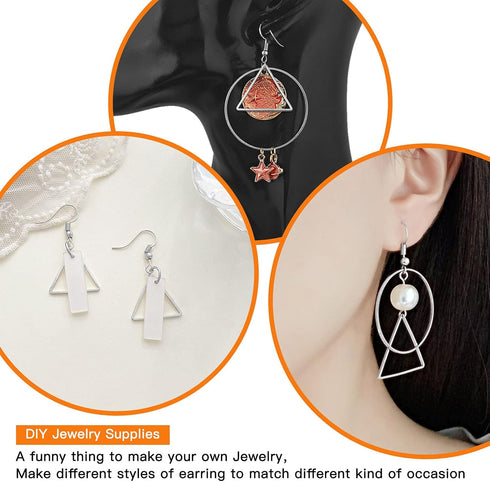 70Pcs Triangle Earring Beading Hoop,4Sizes Silver Earring Bead Connector Links Open Bezels Linking Rings Earrings Pendant for DIY Jewelry Making F...