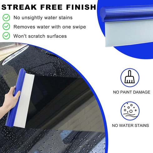 Car Wiper Blade Squeegee, 12.3 inch 3-Layer Silicone T-Bar Water Blade, Automotive Water Wiper for Car Drying, Universal Quick Drying Flexible Squ...