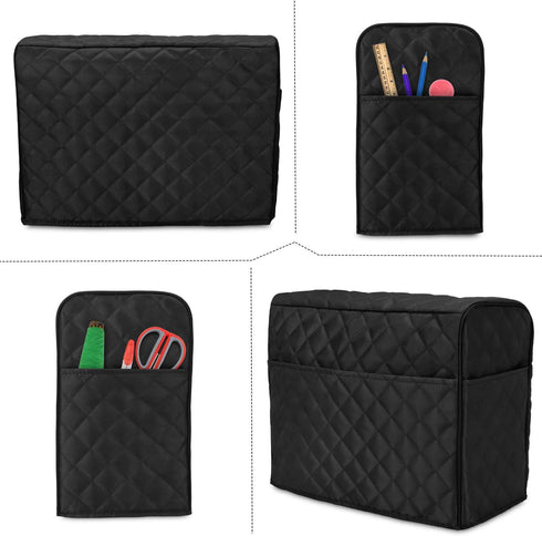 Luxja Dust Cover for Sewing Machine, Sewing Machine Cover with Pockets for Extra Accessories (Compatible with Brother and Singer), Black (Quilted ...