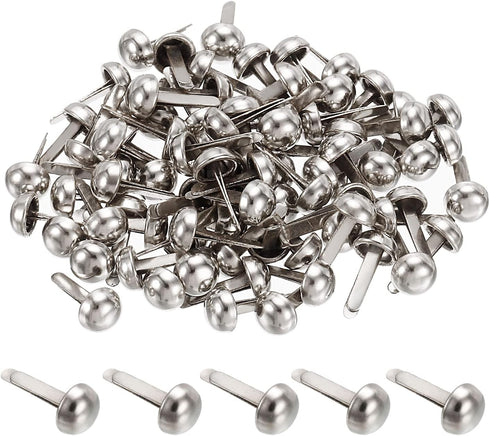 PATIKIL 6x12mm Mini Brads Paper Fasteners, 100 Pack Round Brads Fastener for Art Crafting Decorative Scrapbooking Cards DIY, Silver Tone...