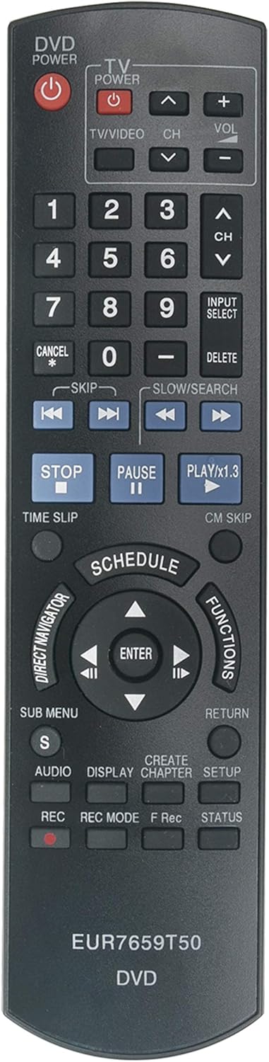 EUR7659T50 Replaced Remote Control fit for Panasonic DVD Recorder Diga DMR-EZ17 DMR-EZ17K DMREZ17 DMREZ17K DMR-EZ17P...