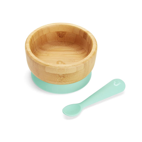 Munchkin® Bambou™ Suction Bowl and Silicone Spoon for Babies and Toddlers, Non-Toxic Bamboo...
