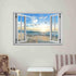 Beach Wall Decor Window View Posters Ocean Seagull Wall Art Nature Landscape Picture Posters Print on Canvas Painting Wall Art for Bedroom Bathroo...