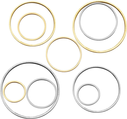 100Pcs Round Earring Beading Hoop Rings,5Sizes Earring Finding Open Bezels Linking Rings Beading Hoop Earrings Pendant for DIY Craft Jewelry Makin...