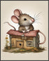Posterizer 1 pcs- Cute mouse leaning on a tiny house-Art for Animal Lovers-Kids Room Art-Gift for Daughter, Son, Kids-Decor for nursery toddlers k...
