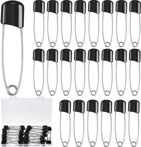 50 Pieces Diaper Pins Safety 2.2 Inch Plastic Head Cloth Diaper Nappy Pins with Locking Closures Stainless Steel with Velvet Bag(Black)...