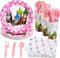 Juvale Kitten Party Supplies Set with Happy Birthday Cat Paper Plates - 144-Piece Pink Party Kit for 24 Guests - 9in Plates, 6.5in Napkins, 9oz Ca...