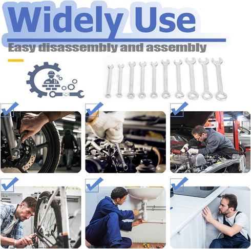 Mesee 10 Pieces Mini Combination Wrench Set Metric Small Ignition Wrenches 4-11mm Open and Box End Wrench Set Dual-Use Spanner Hand Repair Tool fo...