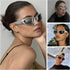 3 Pairs Y2K Wrap Around Sunglasses Trendy Silver Glasses Oval Black Shades Sporty Futuristic Aesthetic for Women Men Rave...