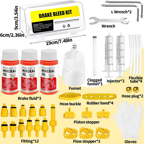 Brake Bleed Kit for Shimano, TEKTRO, TRP Hydraulic Disc Brakes, Brake Fluid Bleeder Kit with180ML Mineral Oil Brake Fluid for MTB/Road Bike Brake...