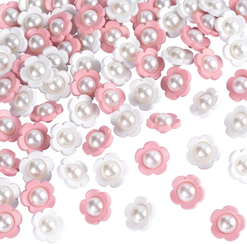 PAGOW 50pcs Cute Flower Shank Pearl Sewing Buttons 18mm(Pink,White)...