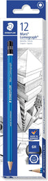 Staedtler Mars Lumograph 6H Graphite Art Drawing Pencil, Medium Hard, Break-Resistant Bonded Lead, 12 Pack, 100-6H, blue (100-6H VE)...