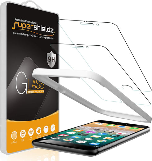 Supershieldz (2 Pack) Designed for Apple iPhone 6S Plus and iPhone 6 Plus (5.5 inch) Tempered Glass Screen Protector with (Easy Installation Tray)...