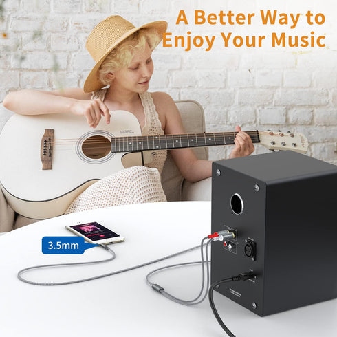 RCA to 3.5mm AUX Cable, (6.6 Feet) 3.5 mm 1/8 to RCA 2-Male Headphone Jack Adapter Splitter Premium Stereo Audio Cord for Connects a Smartphone, T...