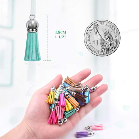 Tassels, Paxcoo 240Pcs Keychain Tassels Bulk for Jewelry Making and Crafts, Keychain Making Charms Supplies for Acrylic Blank Keychains, Bracelets...