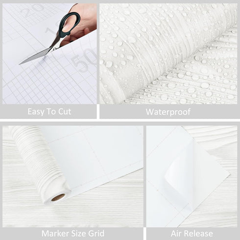 WESTICK White Wood Contact Paper for Countertops White Wood Peel and Stick Wallpaper Removable Kitchen Wood Grain Contact Paper for Cabinets and D...