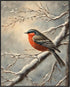 Posterizer 1 pcs-little bird in snowy winter scene-oil painting style -8-Art for Animal Lovers-Landscape & Nature Art-Decor for Home & Office- unf...