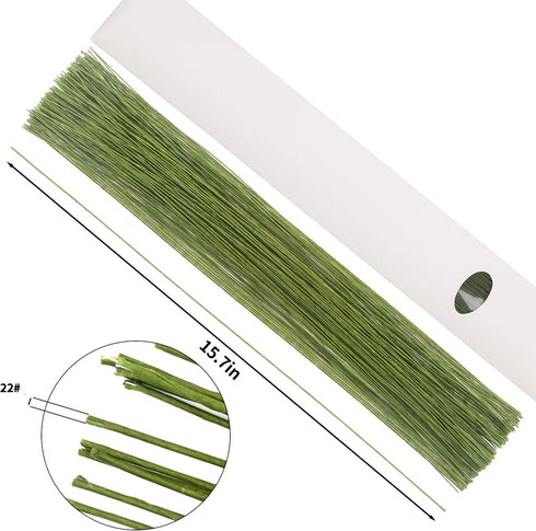 CCINEE 22 Gauge Dark Green Floral Wire Stem for Flower Arrangement Craft Supply,16 Inch,150PCS...
