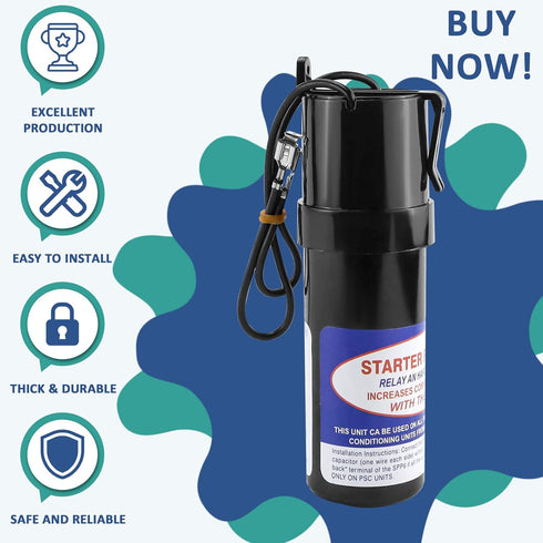 SPP6 Hard Start Kit for Air Conditioner,AC Hard Start Capacitor,Increases Starting Torque 500% from 4,000 BTU Window Units to 120,000 BTU Commerci...