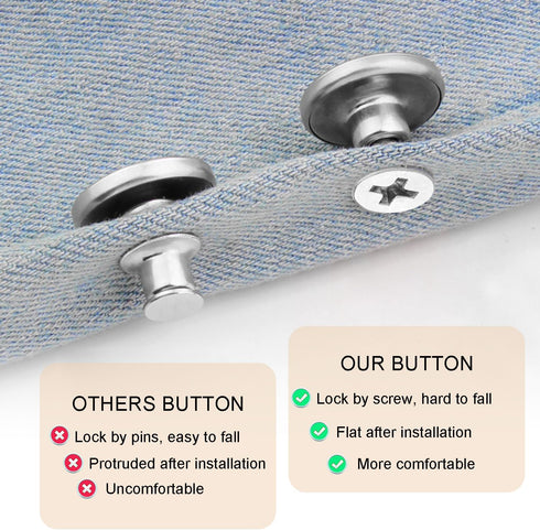 CooBigo 24Sets Metal Buttons for Jeans, 17mm No-Sew Nailess Removable Jeans Button for Jacket Coat, Loose Jeans, Pants DIY Sewing Replacement Acce...