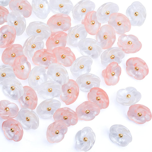 PAGOW 50 Pieces Flower Buttons Sew On with Shank,11.7mm Cute Transparent Button Embellishments for Decoration Handmade Craft, for Clothes, Sewing ...