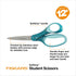 Fiskars 7" Student Glitter Scissors for Kids 12+ (2-Pack) - Scissors for School or Crafting - Back to School Supplies - Black, Turquoise...