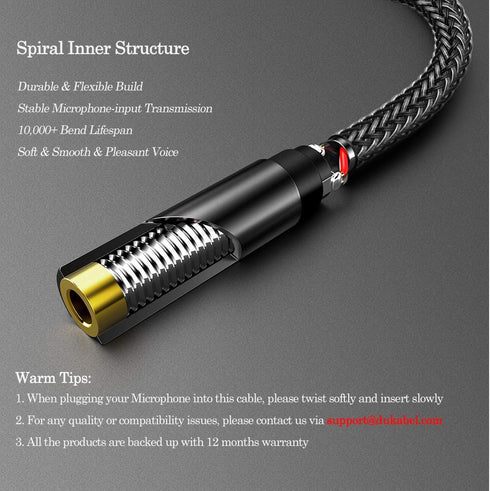 DUKABEL DC4 3.5mm TRS to TRRS Adapter Cable, Microphone Audio Adapter, TRS Female to TRRS Male Converter for Smartphone, PS4, Tablet, Laptop...