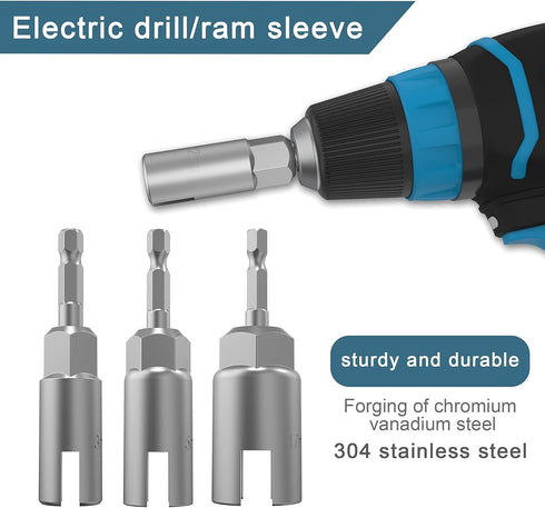 3 Pack 1/4" hex Shank nut Driver Power Wing nut Drill bit Socket Tool Drive kit, Slotted Wing nut Drill Sleeve Wrench Wrench kit, Panel nut Screw ...