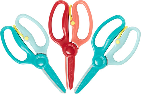 Fiskars Training Scissors for Kids 3+ with Easy Grip (3-Pack) - Toddler Safety Scissors for School or Crafting - Back to School Supplies - Turquoi...