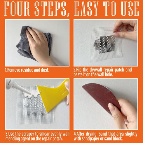 Wall Patch Repair Kit, 2 Pack Drywall Repair kit, Wall Repair Patch Kit with Scraper, Fast-Drying Dry wall Patch Kits, Easy & Effortless to Fill S...