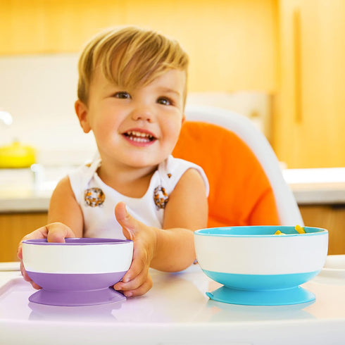 Munchkin Stay Put Suction Bowls for Baby and Toddler, 3 Pack, Blue/Green/Purple...