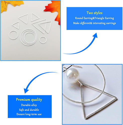 100Pcs Earring Beading Hoops for Jewelry Making,50Pcs Round Earrings Findings Hoops 50Pcs Triangle Earring Beading Hoops for DIY Craft Jewelry Mak...