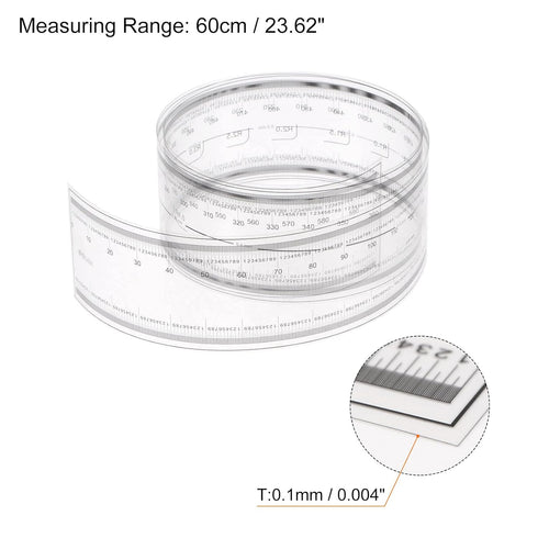 2pcs Film Flexible Ruler 60cm 0.1mm Scale with R Angle & Width Lines PET Plastic Folding Straight Ruler Calibration Soft Ruler Measuring Tool for ...