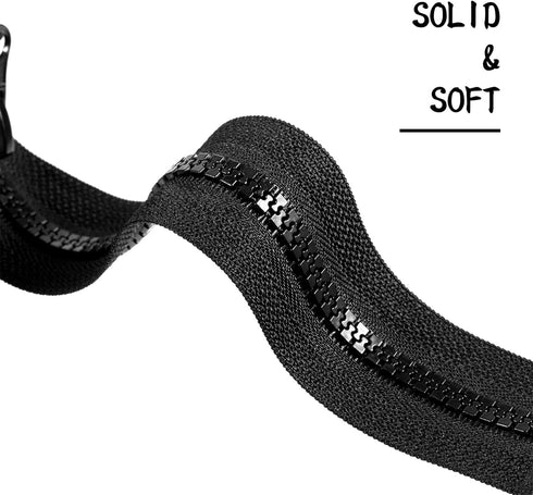 WILLBOND 4 Pcs #5 Black Plastic Zipper Separating Jacket Black Zipper Fastener for Coat Jacket Pillow Lamp Sewing Crafts(25 Inch)...