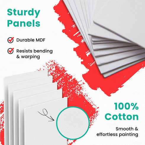 Chalkola Paint Canvas Panels 5x7 inch (15 Pack) for Acrylic Painting & Oil Art, Primed 100% Cotton Boards, Acid-Free for Professional Artists, Hob...