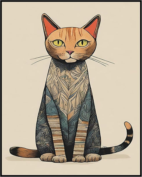 Posterizer 1 pcs- Abstract print of a cat with patterns on its skin-Art for Animal Lovers-Abstract & Modern Art- Gift for Men Women Teens-Decor f...