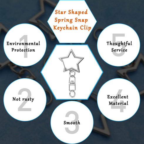 60Pcs Star Shaped Spring Snap Keychain Clip,Metal Swivel Clasp Snap Hook Key Ring with Chain Hanging Buckle with Open Jump Ring Connector for DIY ...
