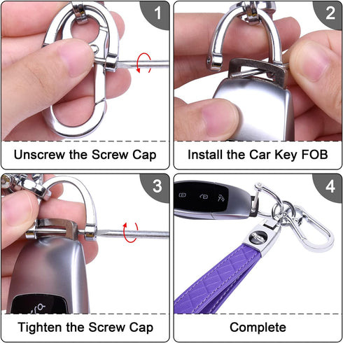 Wisdompro Microfiber Leather Car Keychain, Universal Key Fob Keychain Leather Key Chain Holder with 3 Keyrings and 1 Screwdriver for Men and Women...