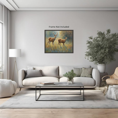 Posterizer 1 pcs- beautiful wild deers in nature-Art for Animal Lovers-Landscape & Nature Art- Living Room Bedroom Decor- unframed wall art...