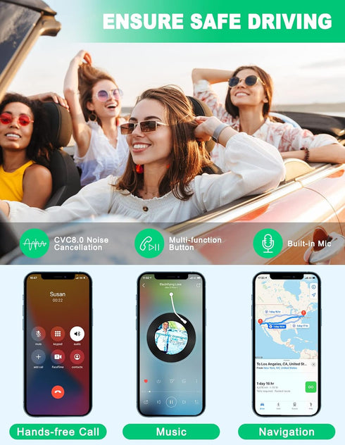 COMSOON Bluetooth AUX Adapter for Car, Noise Reduction Bluetooth Receiver for Music/Hands-Free Calls, Wireless Audio Receiver for Home Stereo/Spea...