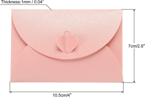 PATIKIL Mini Envelopes, 24 Pack Heart Clasp Tiny Items Storage Cute Present Card Holder for Wedding Greeting Party, Pink...