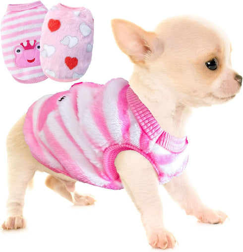 2 Pieces Dog Sweater for Small Dogs Teacup Dog Clothes for Extra Small Dogs Xmas Chihuahua Sweater Pet Puppy Cat Clothing Sweater Warm Winter Clot...